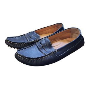Barbara Barbieri Leather Navy Driving Shoe Loafers - Women's